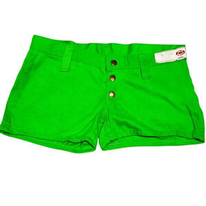 VTG Red Snap Jeans High Rise Shorts Size 11 Her 32 XL 38 Green 100% Cotton